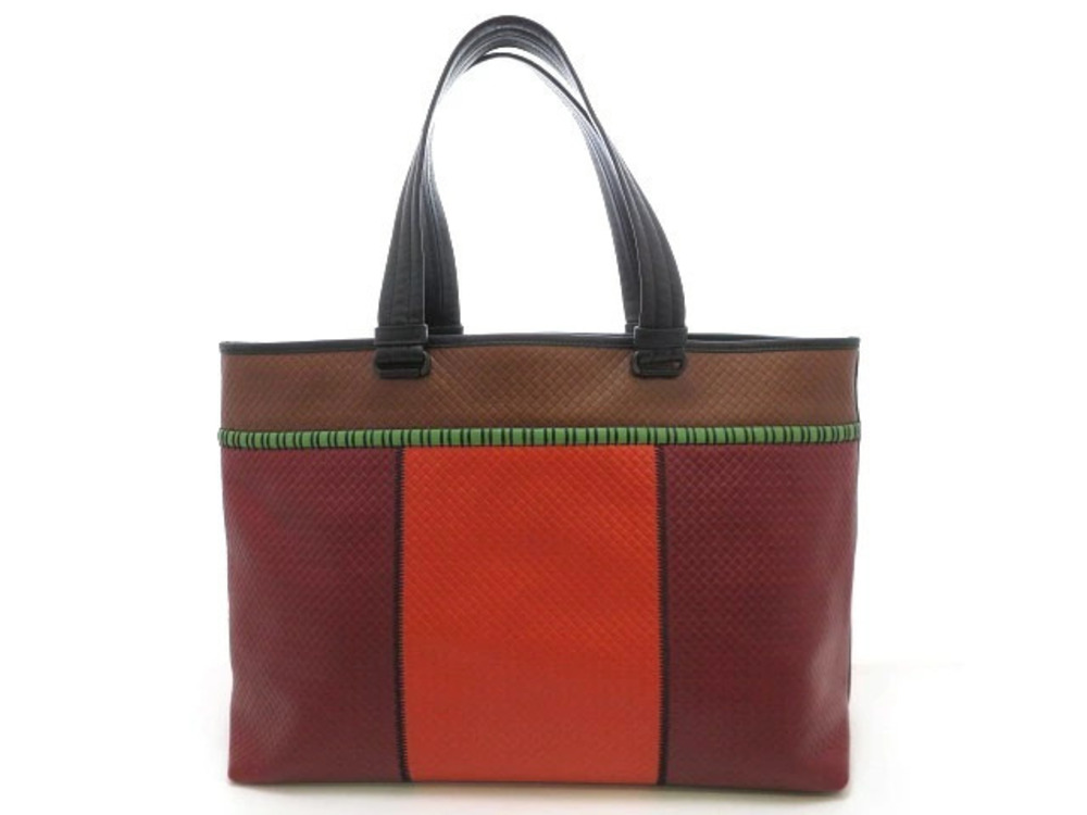 BOTTEGA VENETA Tote Bag Red Orange Brown Black Leather